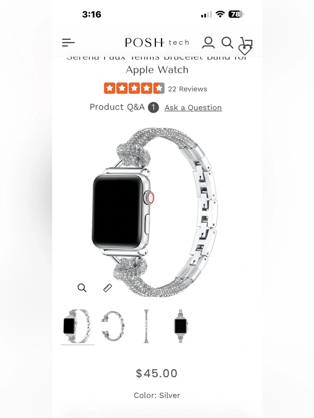 serena faux tennis bracelet Apple Watch band